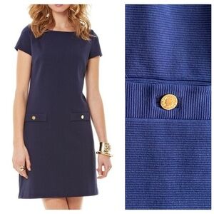 Lilly Pulitzer Navy Blue Layton Short Sleeve Mini Shift Dress S
